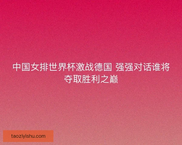 中国女排世界杯激战德国 强强对话谁将夺取胜利之巅