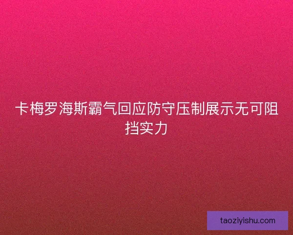 卡梅罗海斯霸气回应防守压制展示无可阻挡实力
