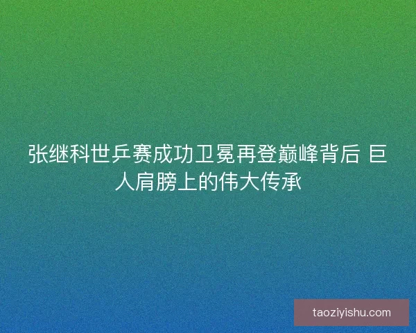 张继科世乒赛成功卫冕再登巅峰背后 巨人肩膀上的伟大传承