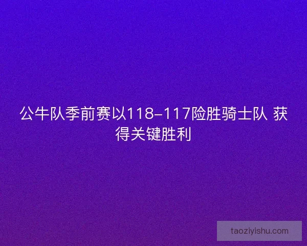 公牛队季前赛以118-117险胜骑士队 获得关键胜利